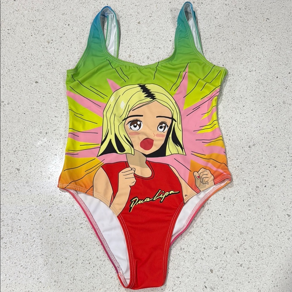 Green and Orange One Piece Swimwear with Bold Design